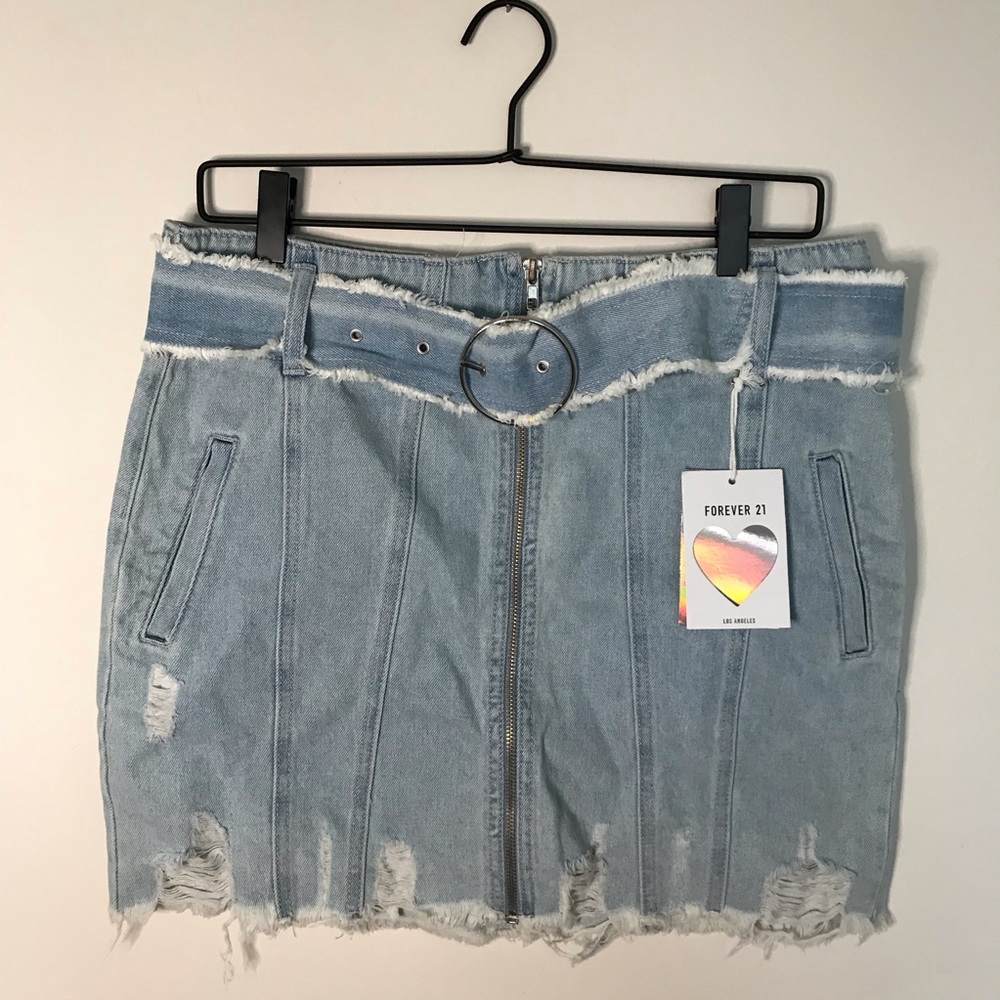 Belted Denim Mini Skirt